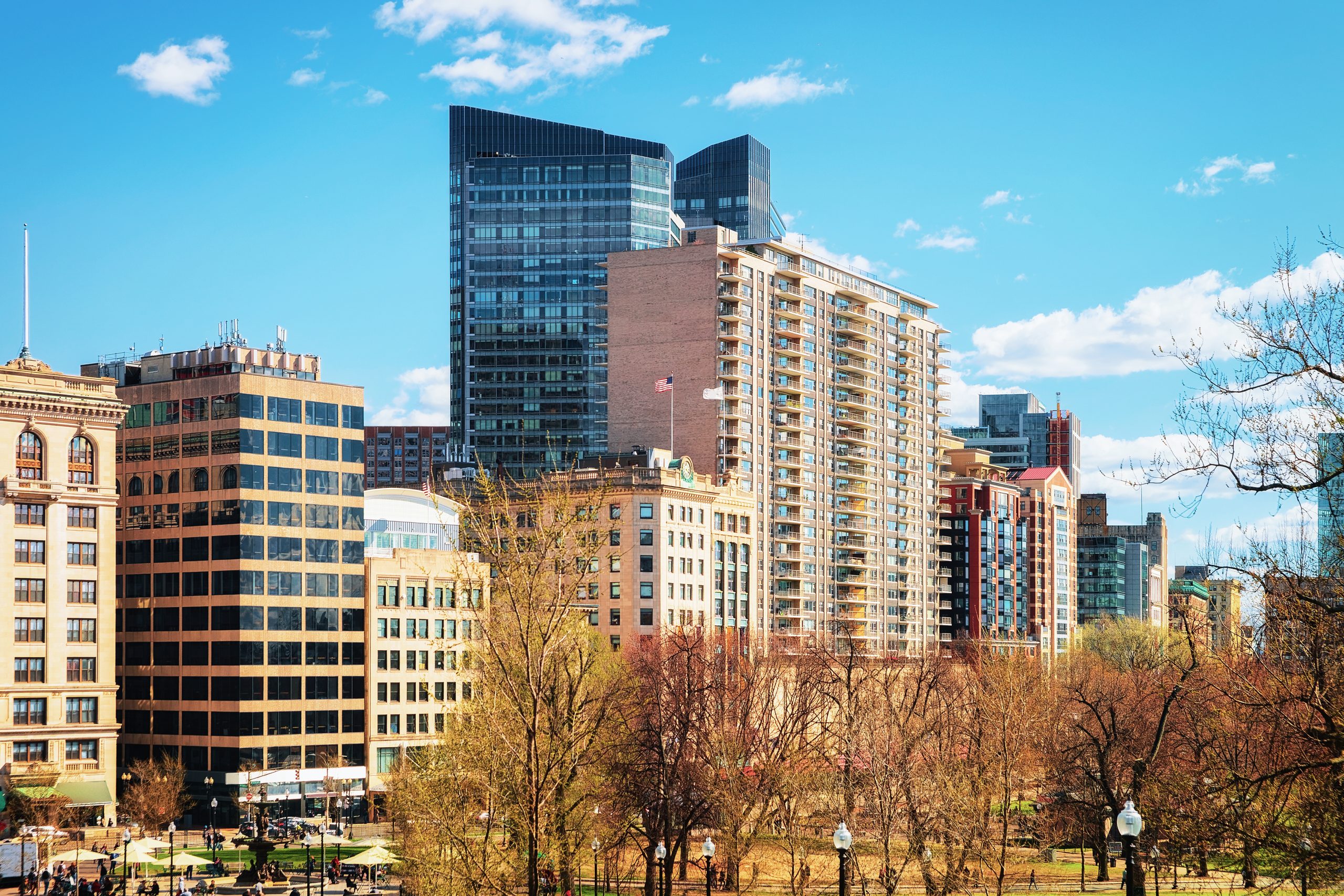 Skyline Boston Common Public Park Downtown Boston Massachusetts United States People Background Late Evening 1 Scaled
